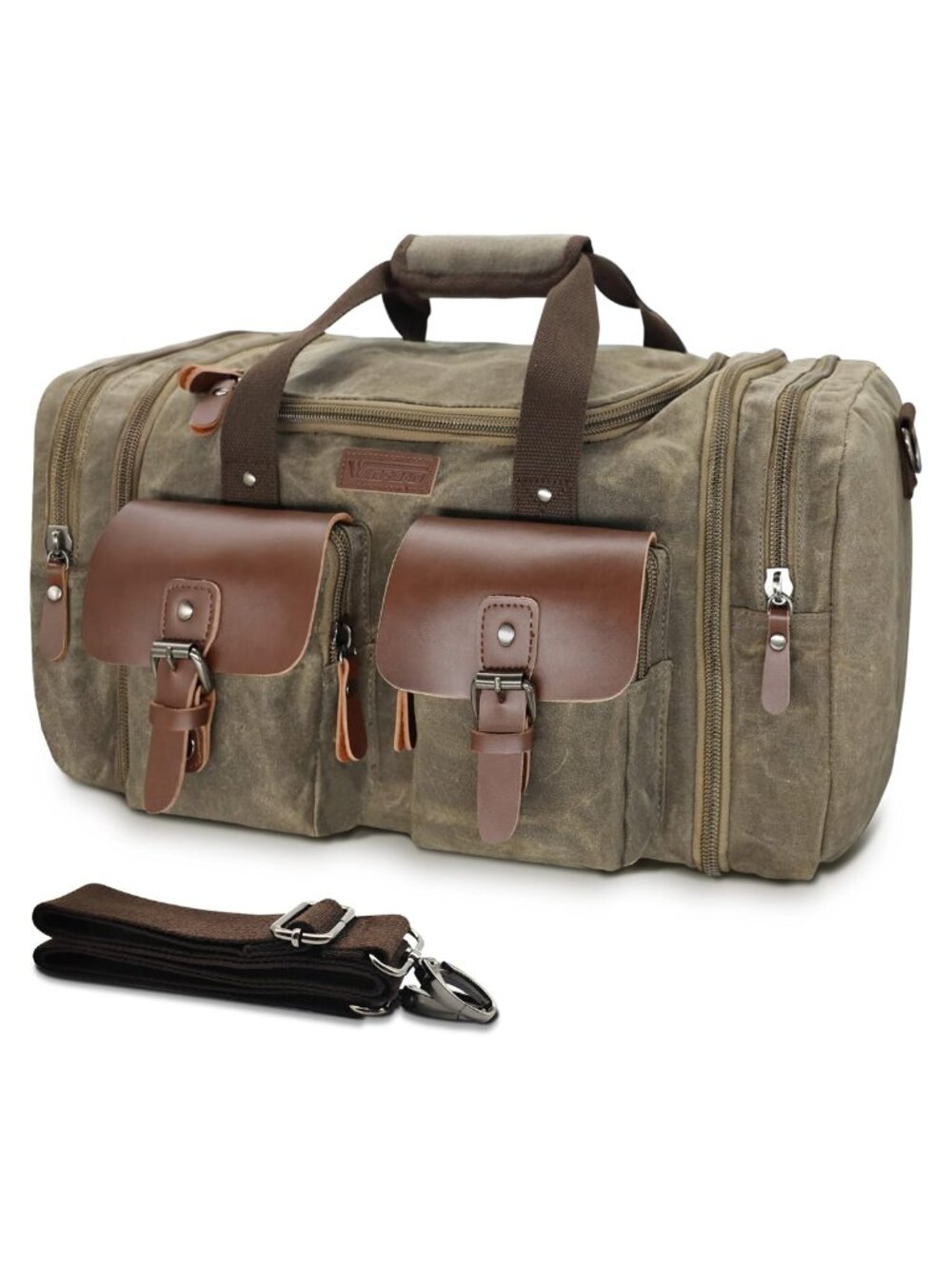 Waxed Canvas 50L Expandable Weekender Duffle Travel Bag